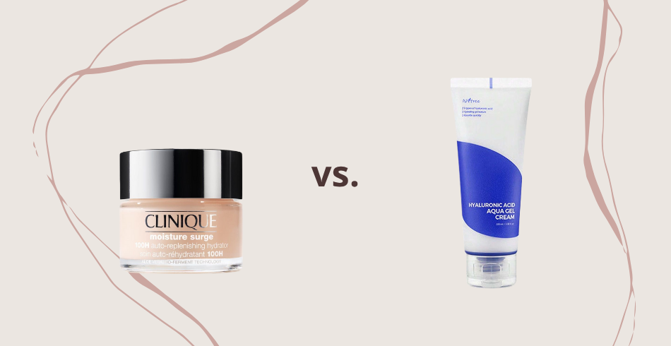 Clinique Moisture Surge 100H Auto-Replenishing Hydrator vs. Isntree Hyaluronic Acid Aqua Gel Cream